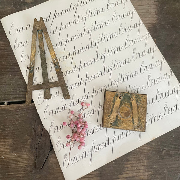 Victorian Brass Picture Easel Needle Case