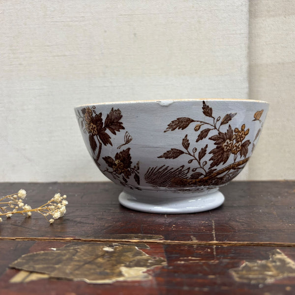 Antique Victorian Bird Transfer Bowl