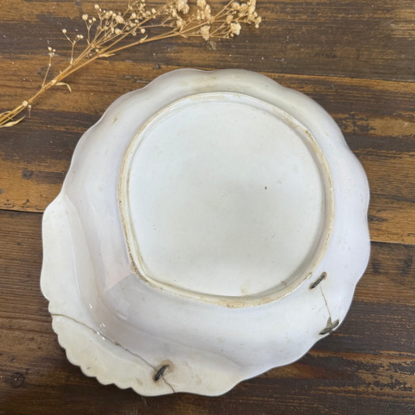 Pretty Staple Repair Antique Dish