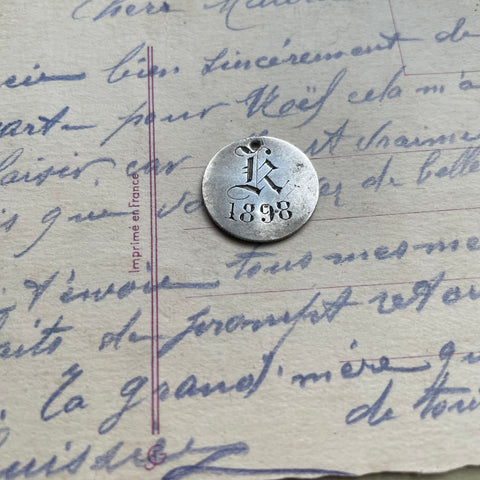 Victorian K Love Token Charm