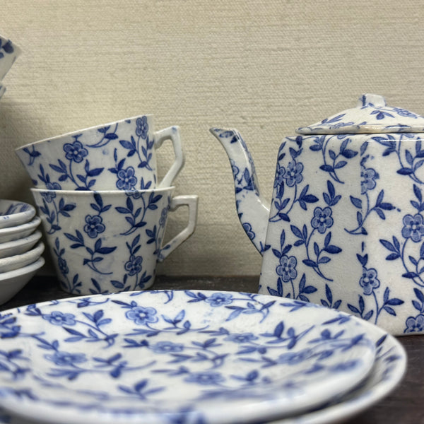 Victorian Blue Floral Transfer Child Tea Set