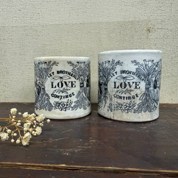 Antique Victorian Brotherly Love Transfer Cup