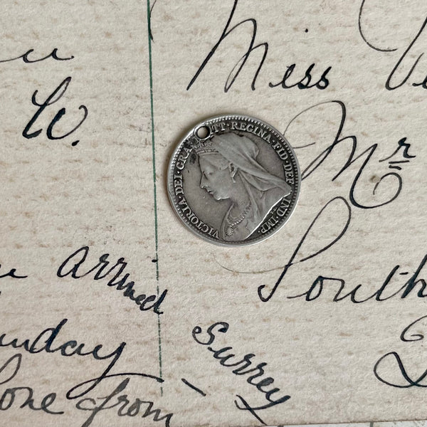Victorian F Love Token Charm