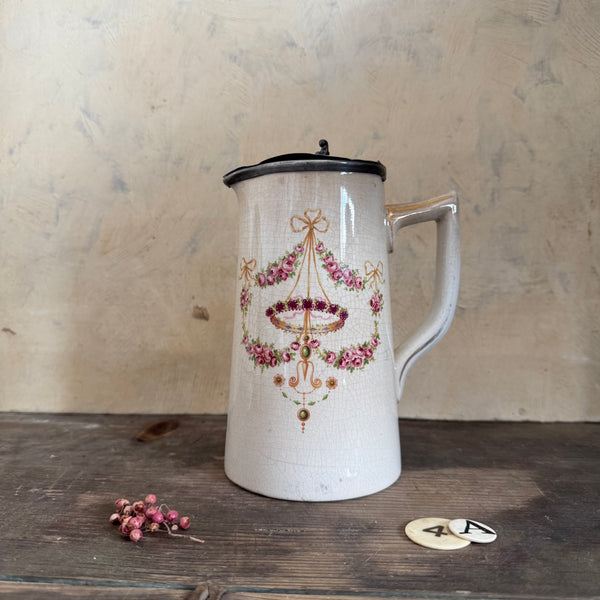 Antique Crazed Transferware Jug