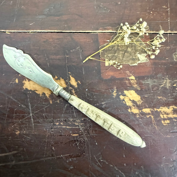 Antique Carved Handle Butter Knife