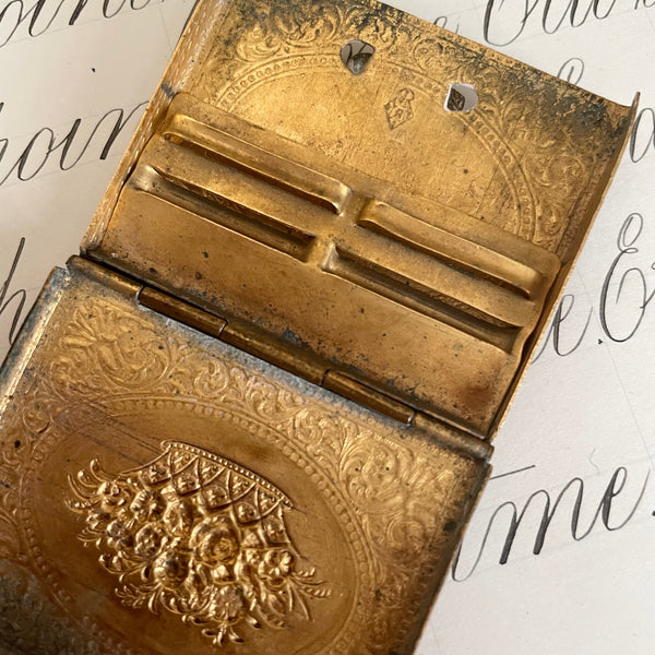 Victorian Brass Picture Easel Needle Case