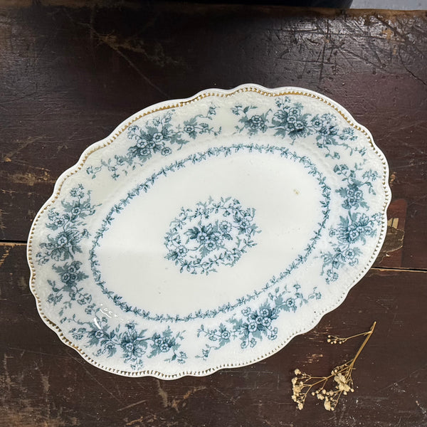 Vintage Blue Floral Transfer Plate