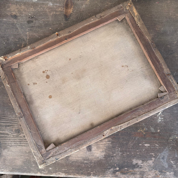 Antique Victorian Lake Painting on Canvas