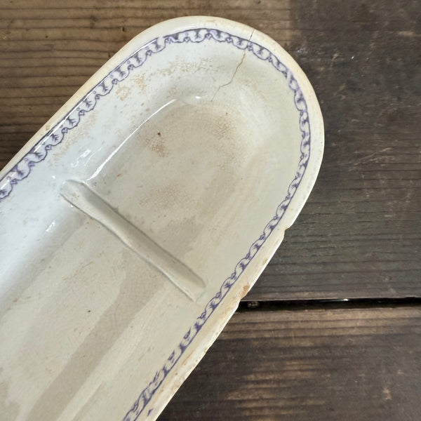 Antique Floral White and Purple Toothbrush Dish