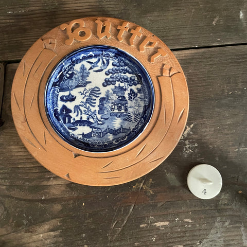 Antique Carved Butter Dish