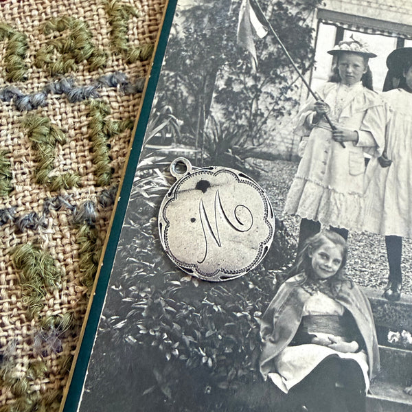 Victorian M Love Token Charm