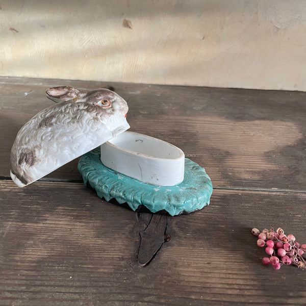 Vintage Ceramic Rabbit Trinket Pot
