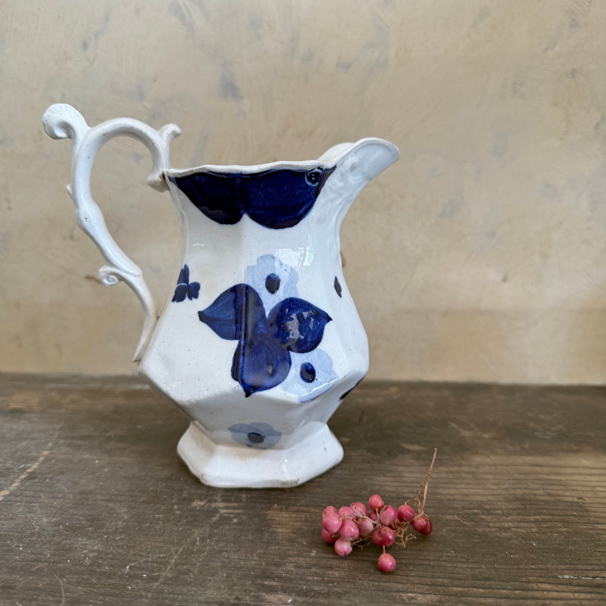 Antique Blue Floral Jug