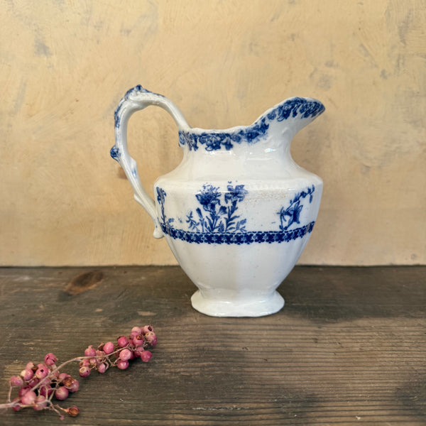Victorian Blue Floral Transfer Jug
