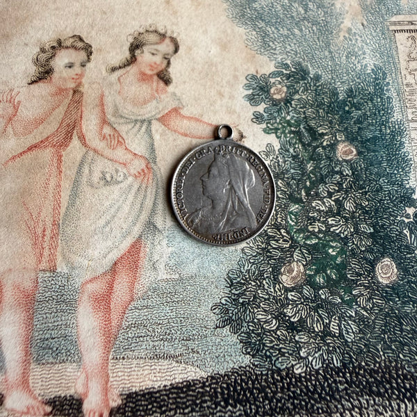Victorian M Love Token Charm