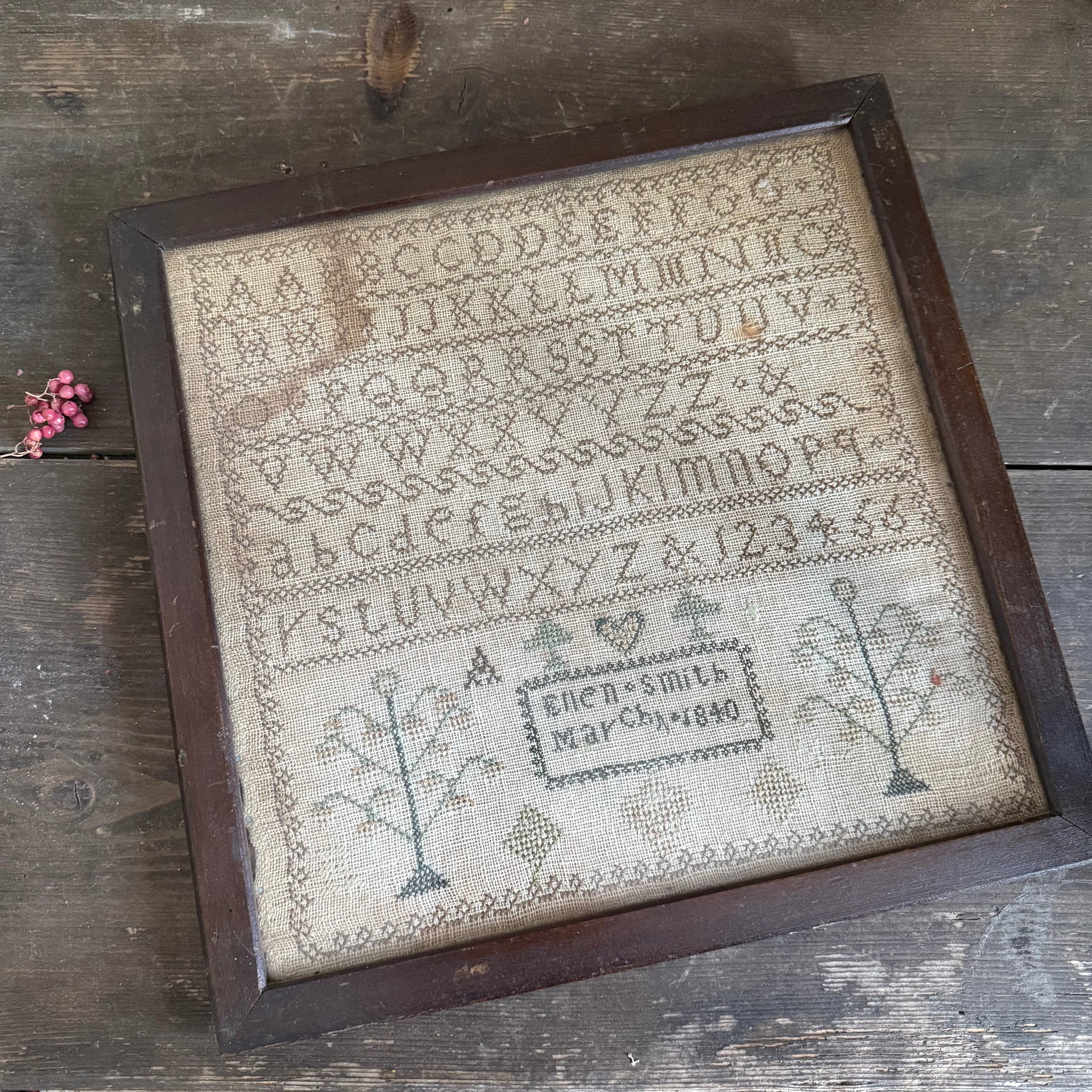 Beautiful Antique 1840 Sampler