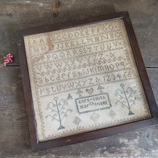 Beautiful Antique 1840 Sampler