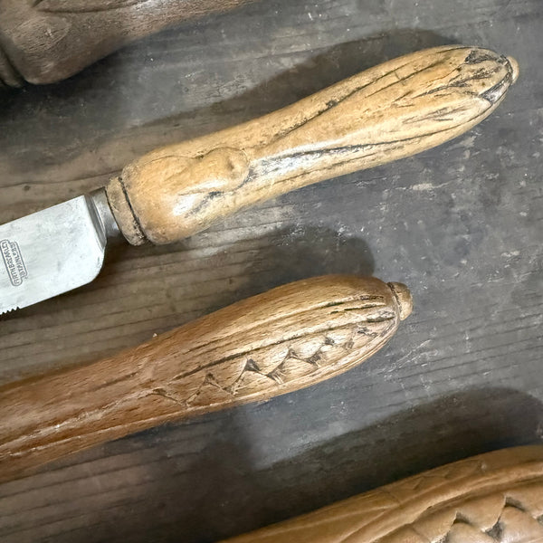 Antique Carved Handle Bread Knives