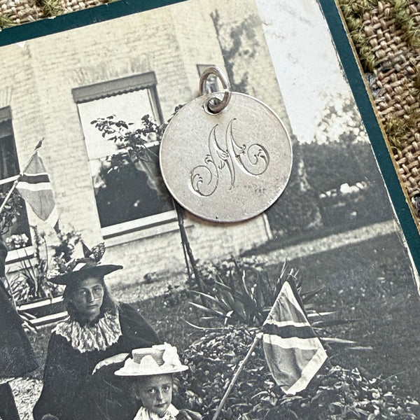 Victorian M Love Token Charm
