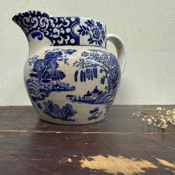 Antique Victorian Blue Floral Jug