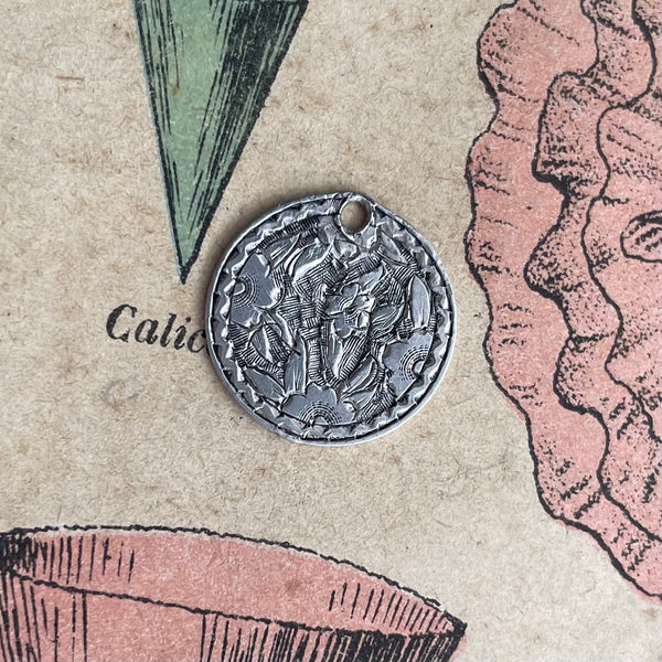 Victorian Floral Pictorial Love Token Charm