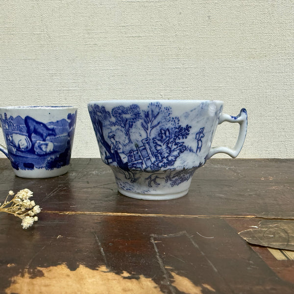 Victorian Blue Transfer Cow Cup