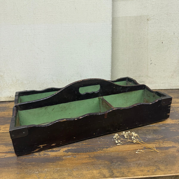 Antique Wooden Trug with Green Interior