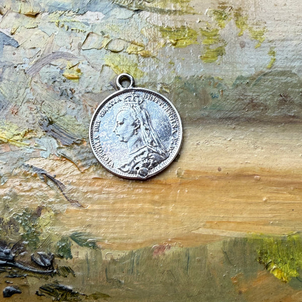 Victorian Mountain Scene Love Token Charm