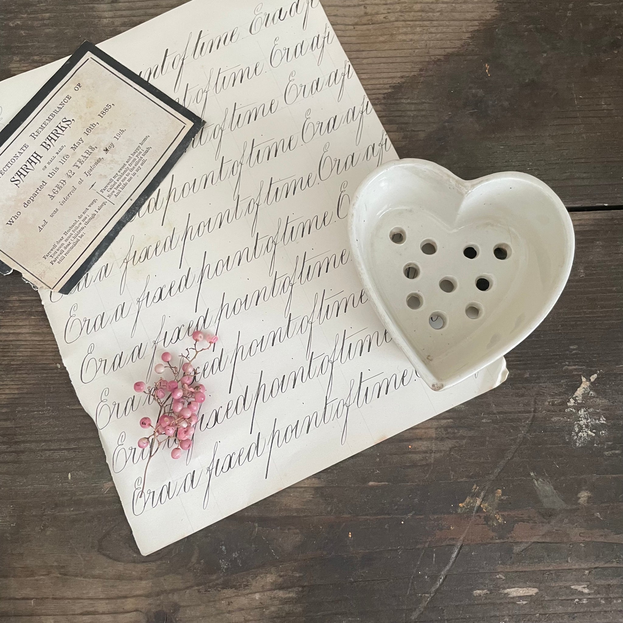 Antique French Heart Ceramic Strainer