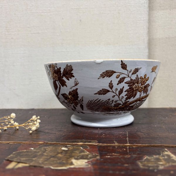 Antique Victorian Bird Transfer Bowl