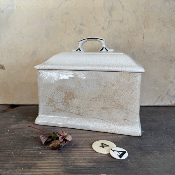 Edwardian Butter Stained Dish with Lid