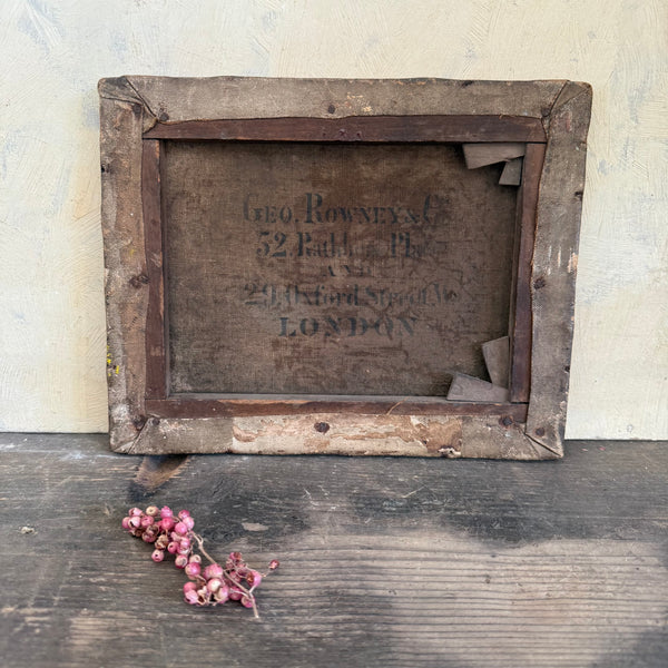 Antique Victorian Floral Painting on Canvas