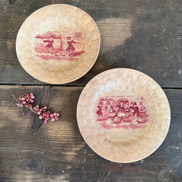 Antique Stained Pink Transfer Plates
