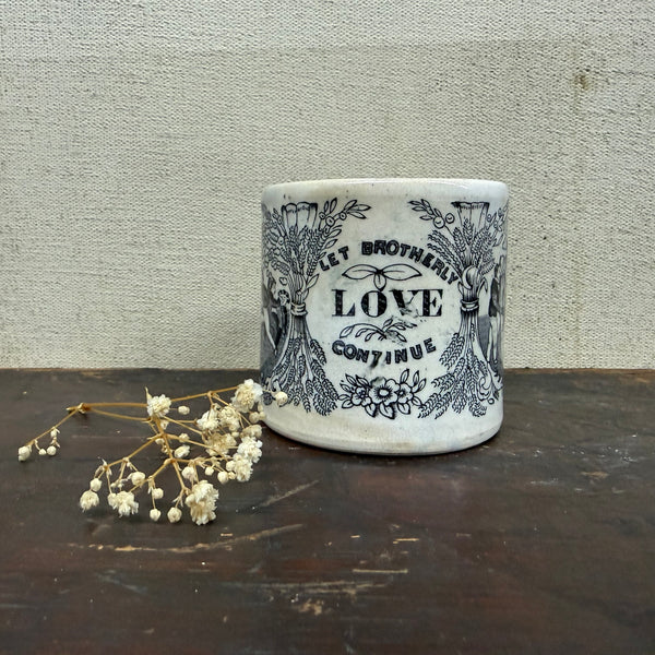 Antique Victorian Brotherly Love Transfer Cup