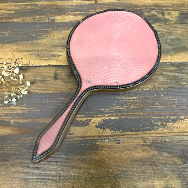 Antique Pink Enamel Mirror