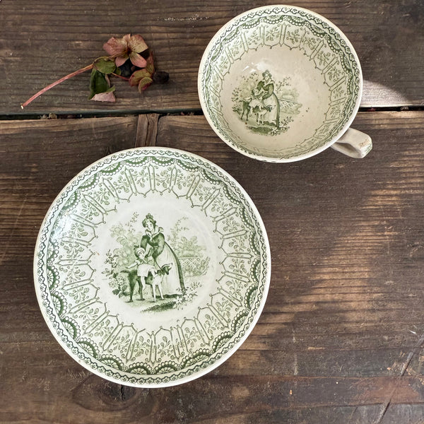 Antique Green Childs Tea Set