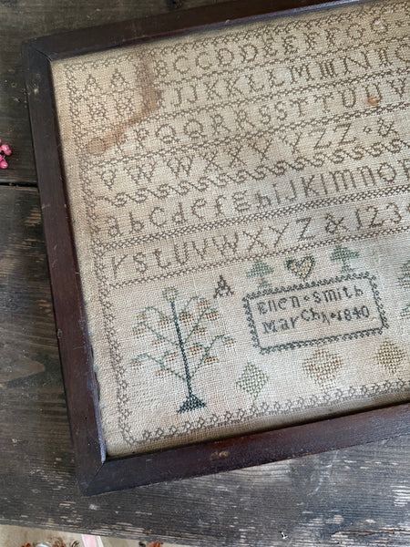 Beautiful Antique 1840 Sampler