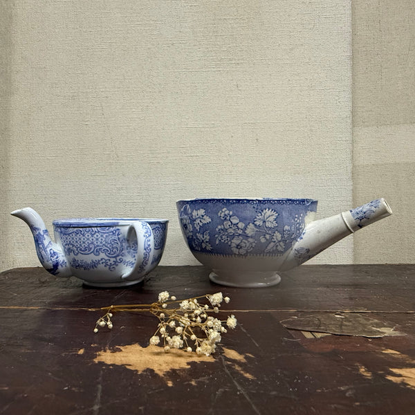 Antique Victorian Blue Transfer Invalid Cups