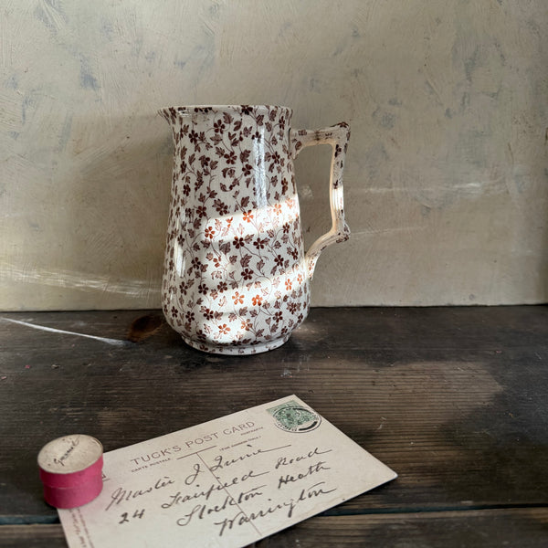Antique Floral Transfer Jug