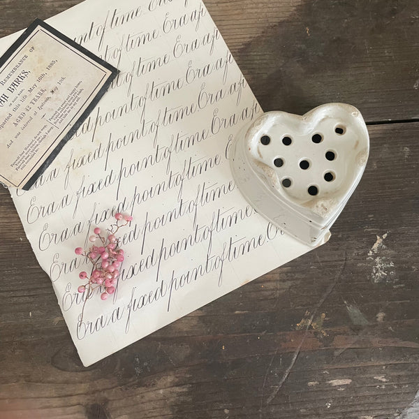 Antique French Heart Ceramic Strainer