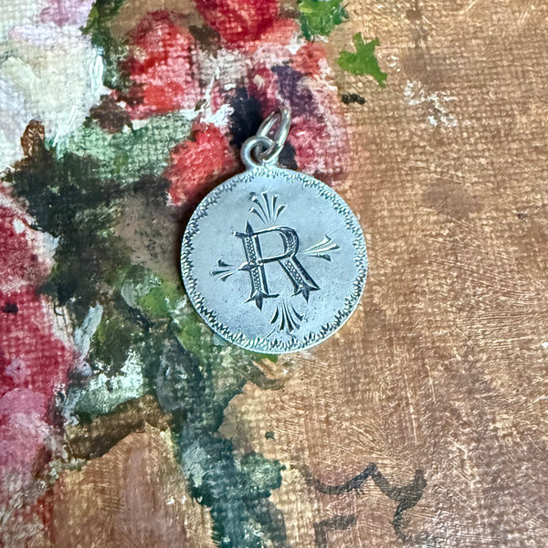 Victorian R Love Token Charm