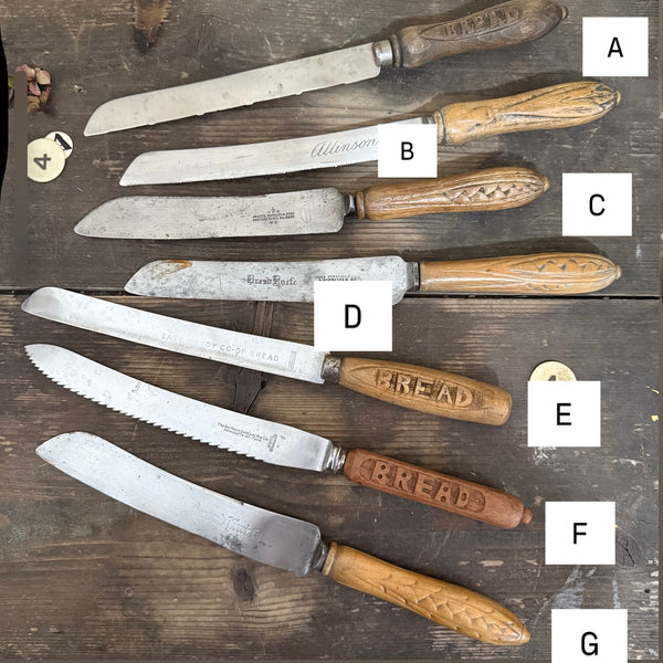 Antique Carved Handle Bread Knives