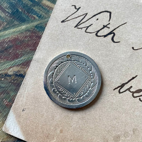 Victorian M Love Token Charm
