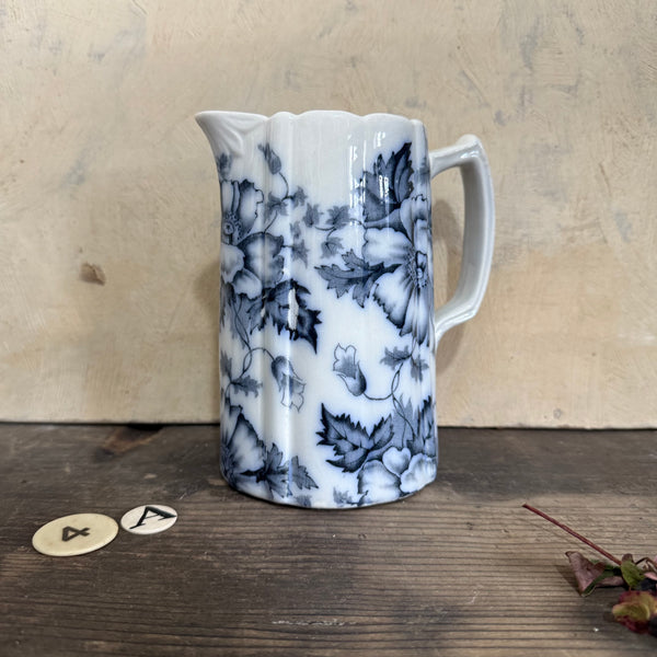 Antique Blue Floral Transferware Jug