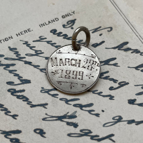 Victorian March 28th 1899 Love Token Charm