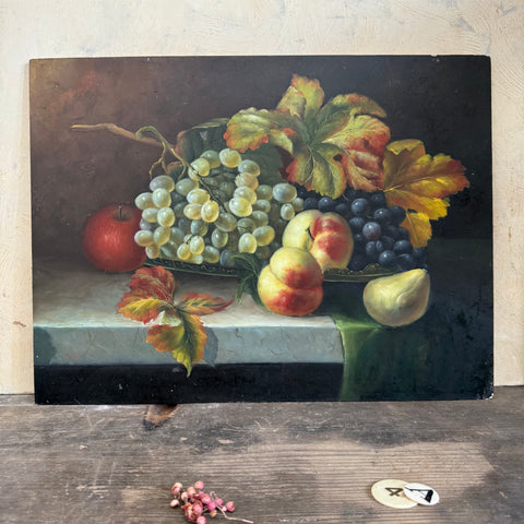 Antique Fruit Painting on Board