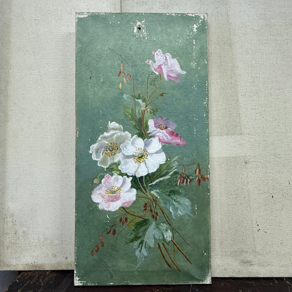 Antique Floral Painting on Canvas