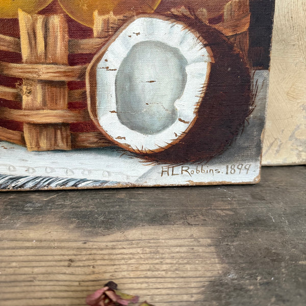 Antique 1899 Fruit Oil Painting