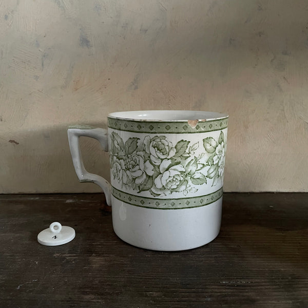 Large Victorian Green Patterned Mug