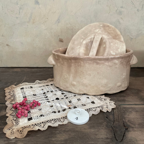 Victorian Butter Stained Dish with Lid